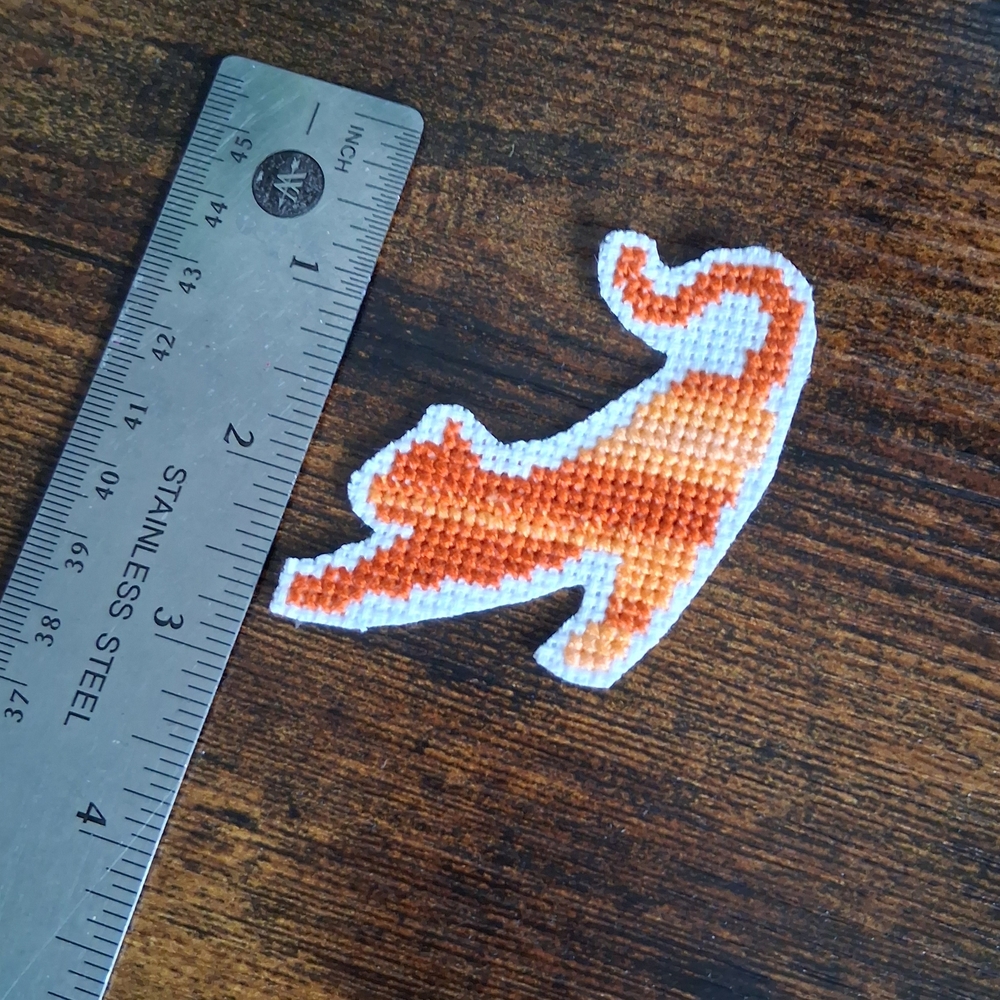 Orange Cross Stich Iron On Patch - Picture 4 of 4